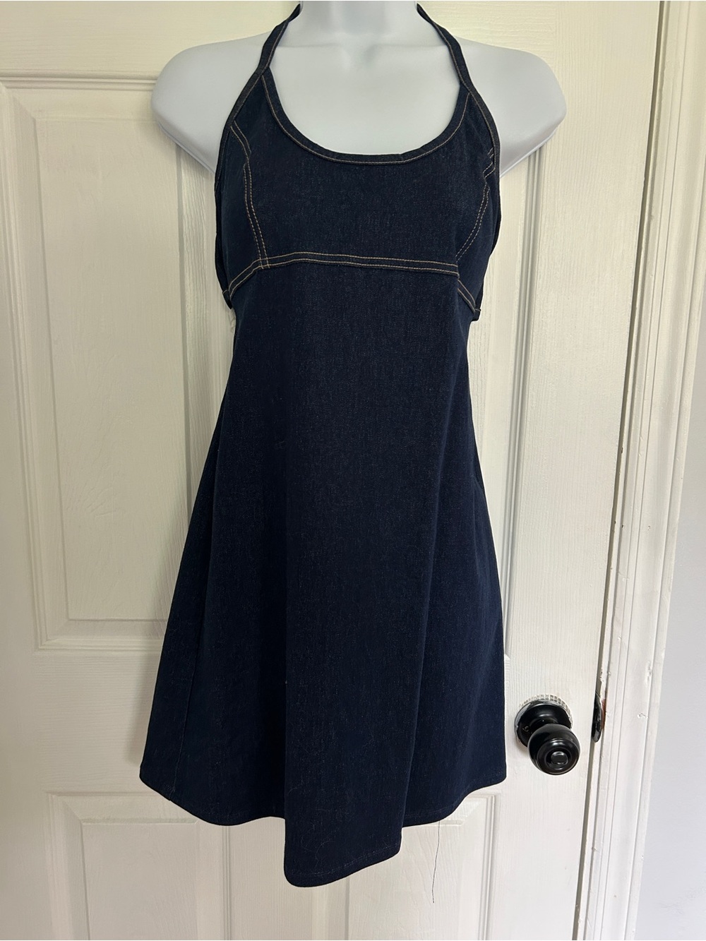 Women’s Dark Blue Denim Halter Dress